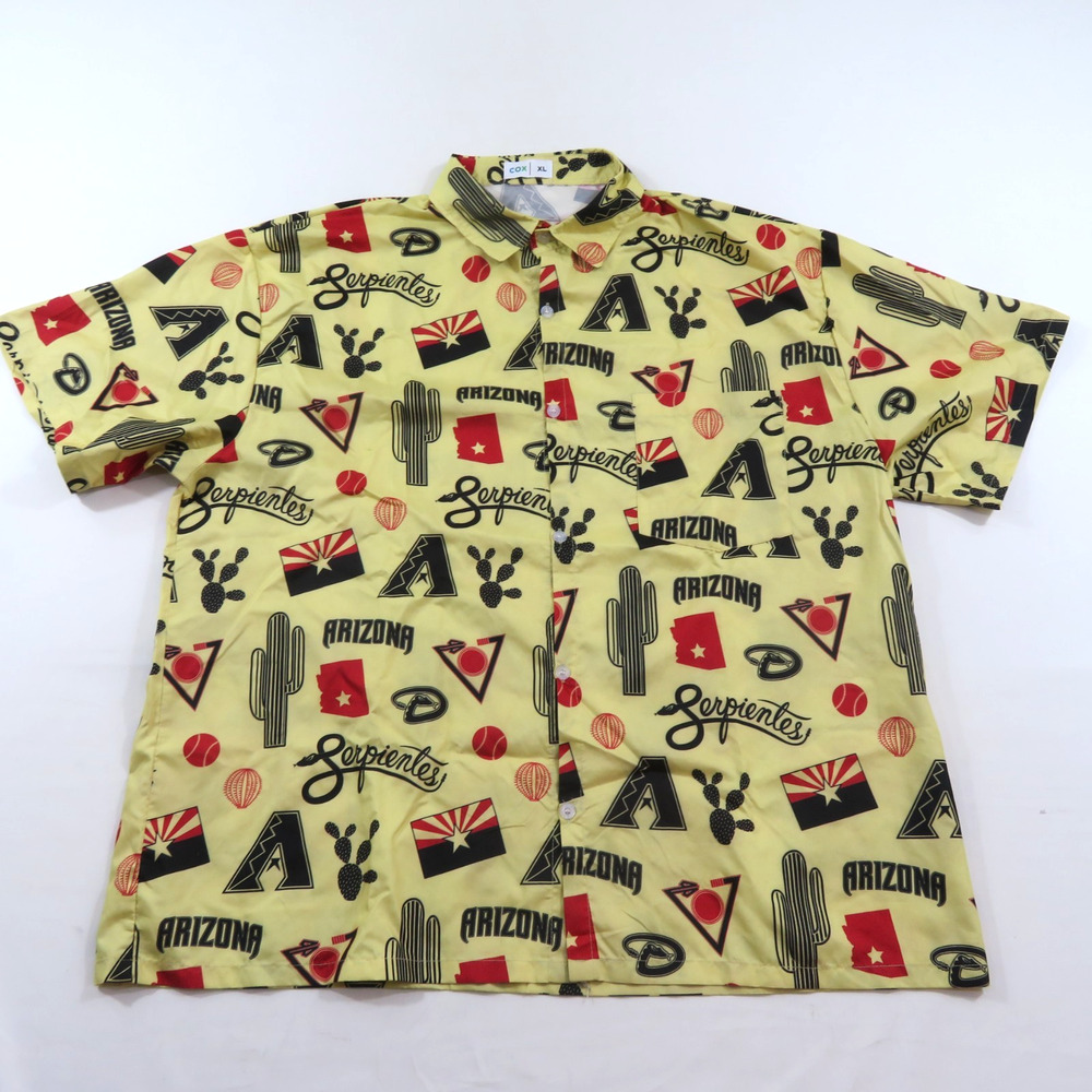 Arizona Diamondbacks Shirt Serpientes Button Up Hawaiian Beige Red Black XL